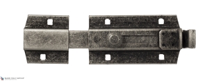 256FA15 Задвижка дверная усиленная с отверствием для навесного замка ALDEGHI 150мм античное серебро